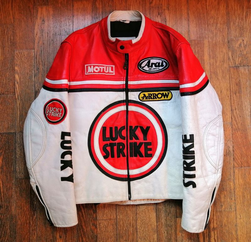 SECOND HAND Women's Retro Y2K Lucky Strike Biker Style Leather Jacket Large size
