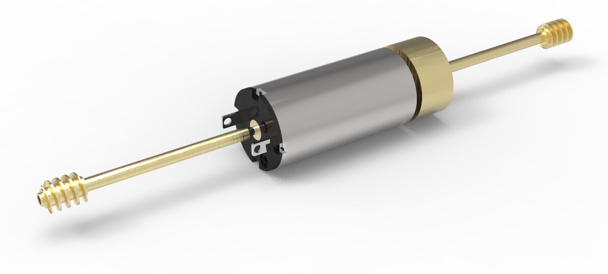 1020D Coreless motor 12V with 30 mm adapters (2), flywheel + M0.3 brass worm OD 3.5 (2)