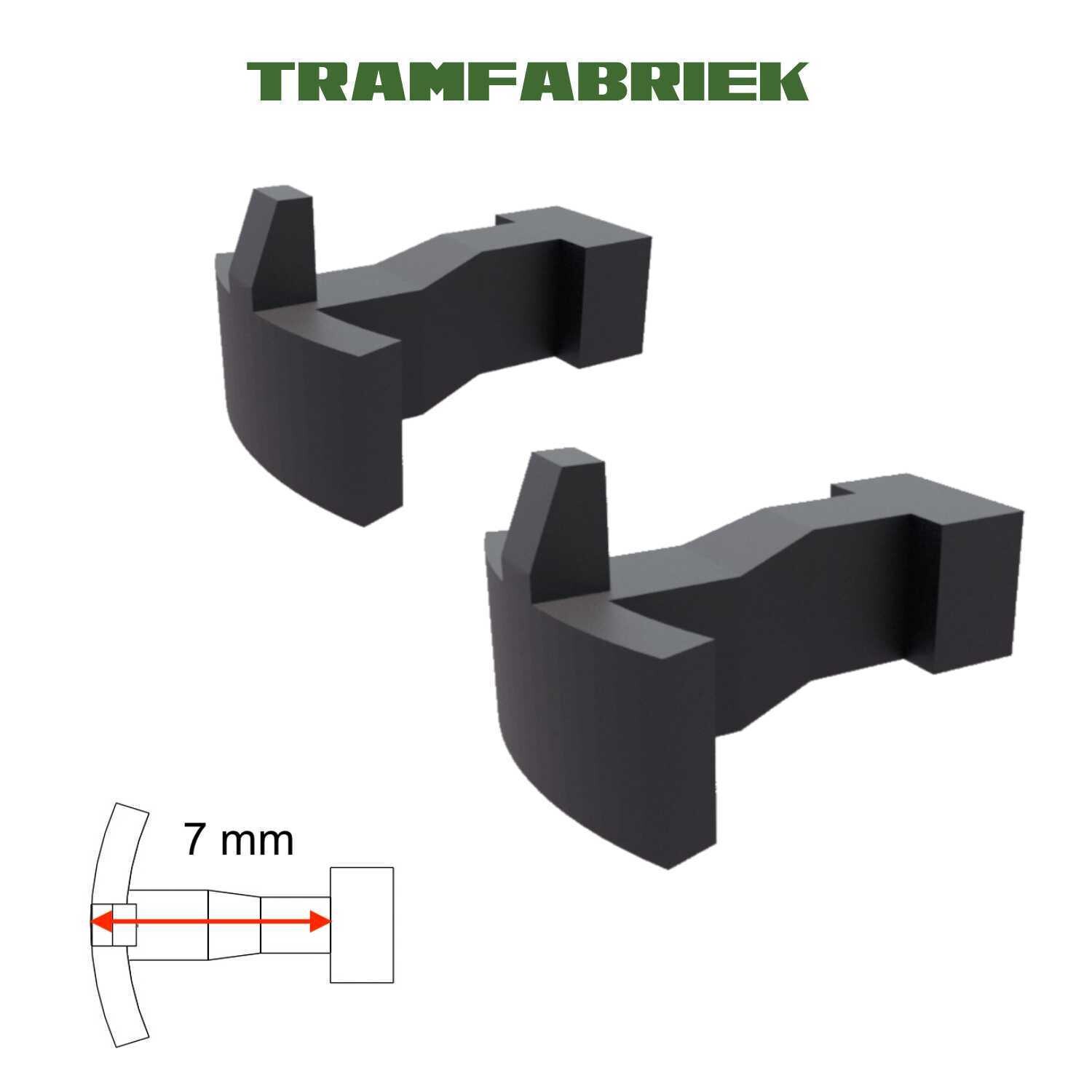 COUPLINGS OO9/H0e (2) for Kato 11-109 and 105/106/107/110, Size: Medium (7 mm), Amount: Set with 2 couplings