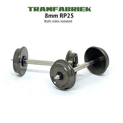 8mm disc wheel set RP25 (2 axles) H0. Axle 1.5mm x 23.4mm. Both sides isolated