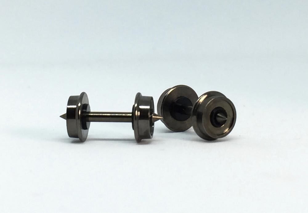 6.2mm Disc wheel set (2 axles) H0e/009. Axle 1.5mm x 14.9mm. Both sides isolated. (NOT RP25)