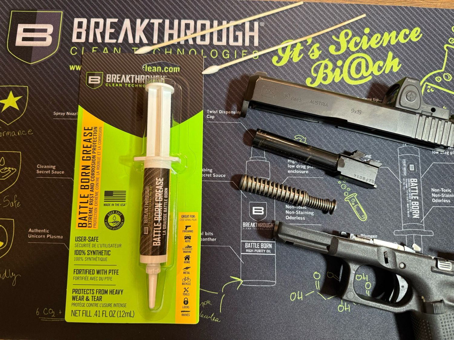 Breakthrough Clean Technologies Battle Born Grease w/ PTFE, 12cc Syringe, Clear