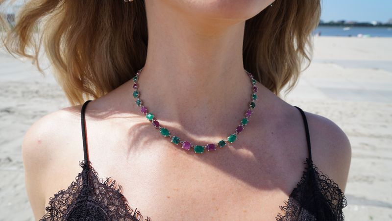 Smaragd Robijn Tourmalijn Ketting