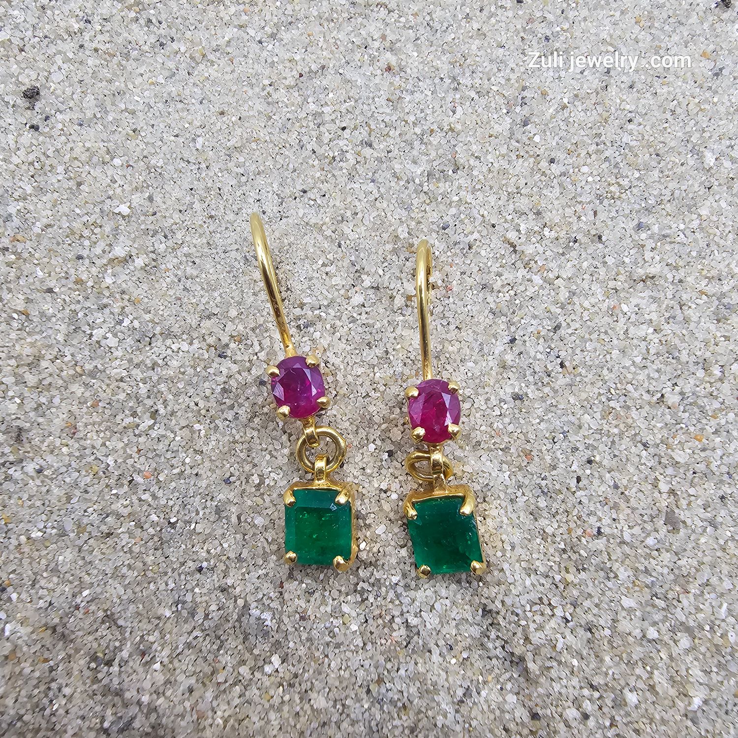 Robijn Smaragd Oorbellen