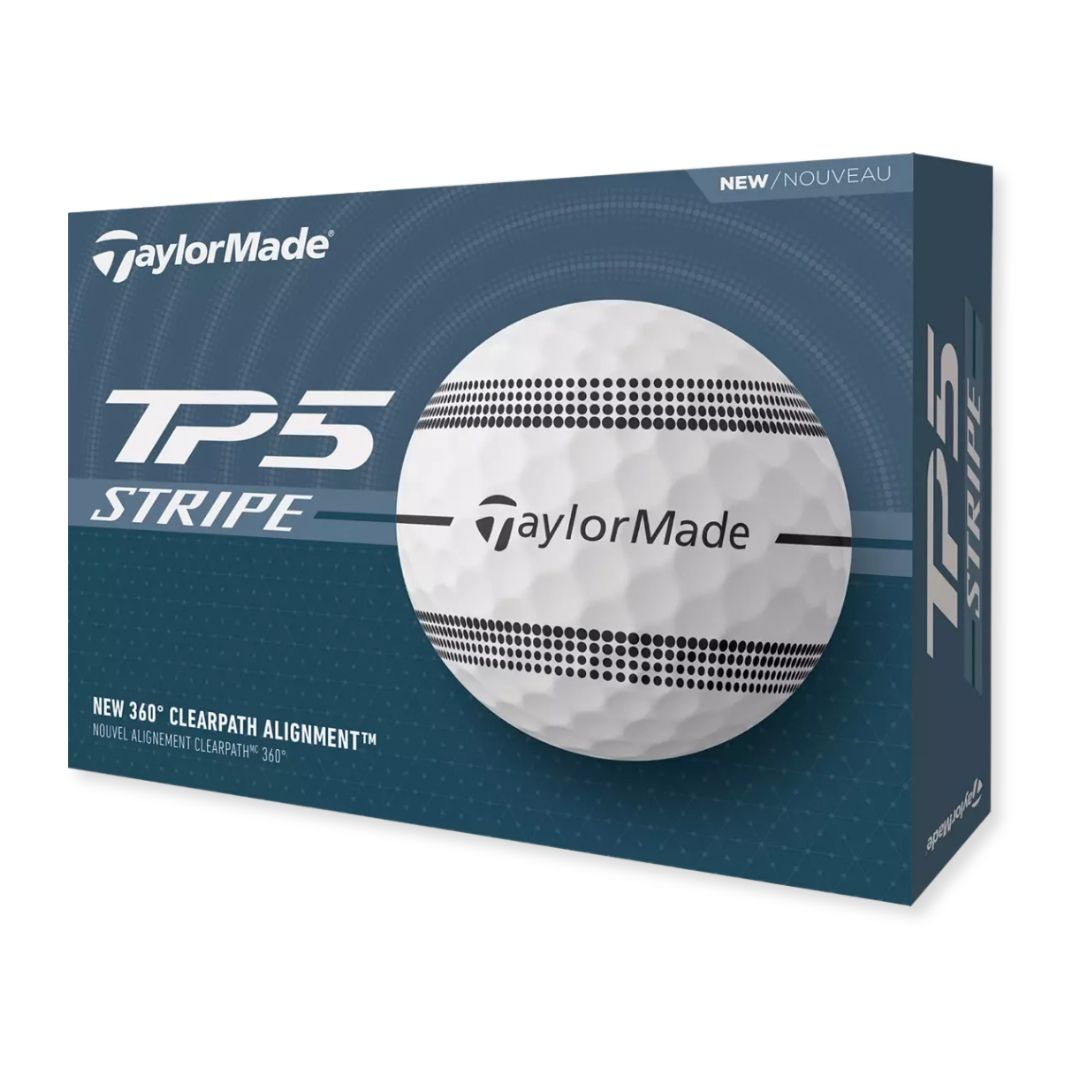TaylorMade 2025 TP5 Stripe Golf Balls, Color: White