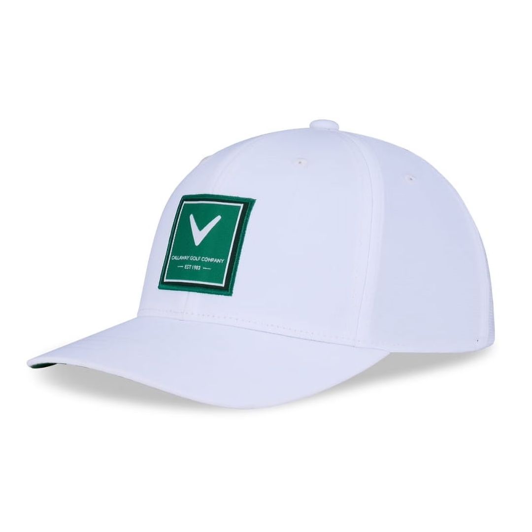 Callaway Rutherford Lucky Adjustable Snapback Golf Hat, Color: White/Green