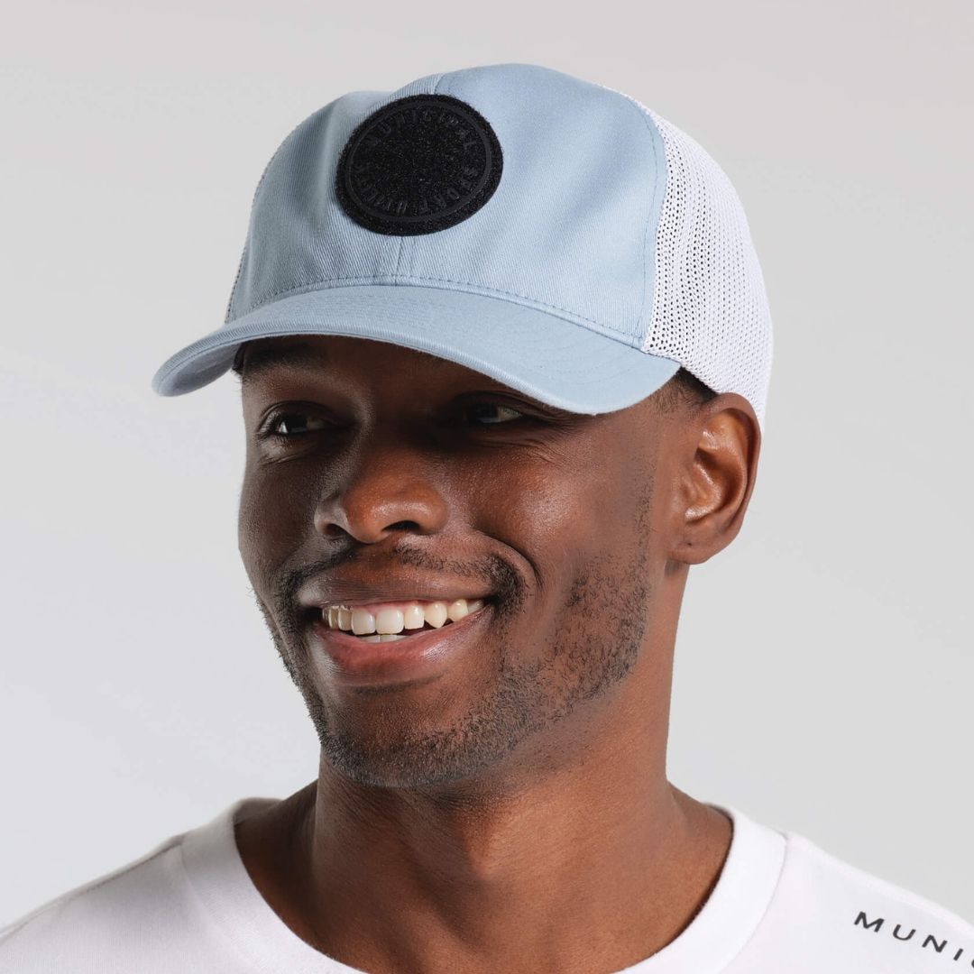 Municipal Icon Patch Trucker Hat, Color: Ash Blue