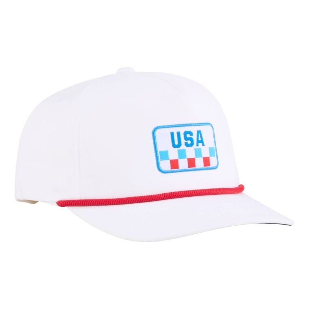 PUMA x Volition USA Five Panel Snapback Golf Hat, Color: White Glow