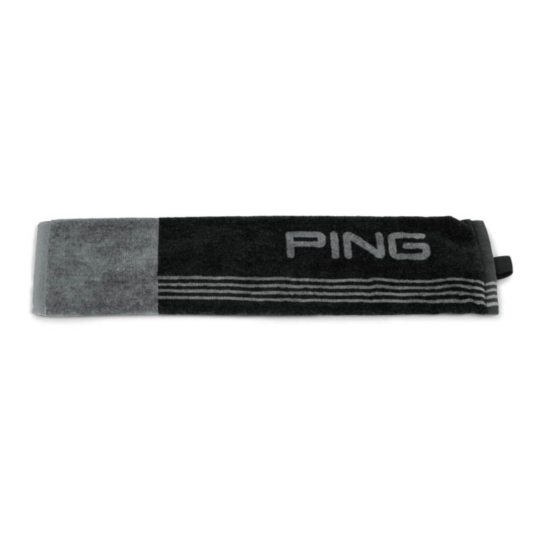 PING Tri-fold Towel, Color: Black/Grey