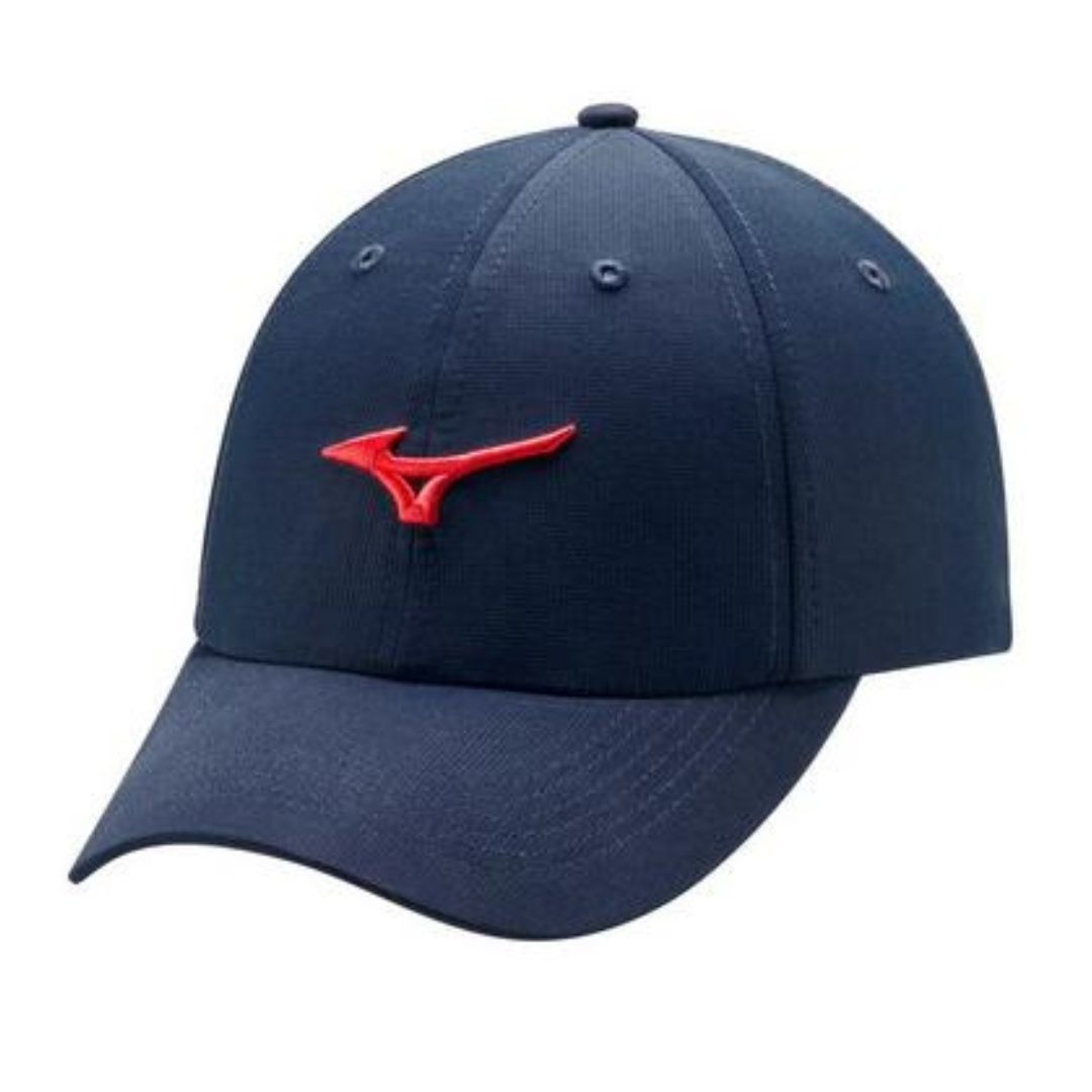 Mizuno Tour Adjustable Lightweight Golf Hat, Color: Navy/Red