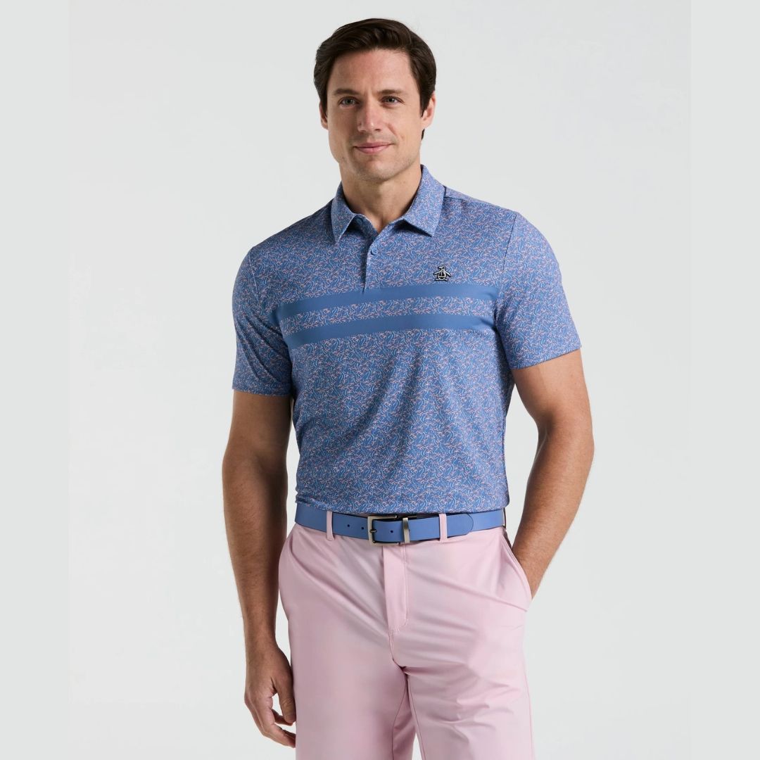 Original Penguin Engineered Novelty Stripe Printed Golf Polo