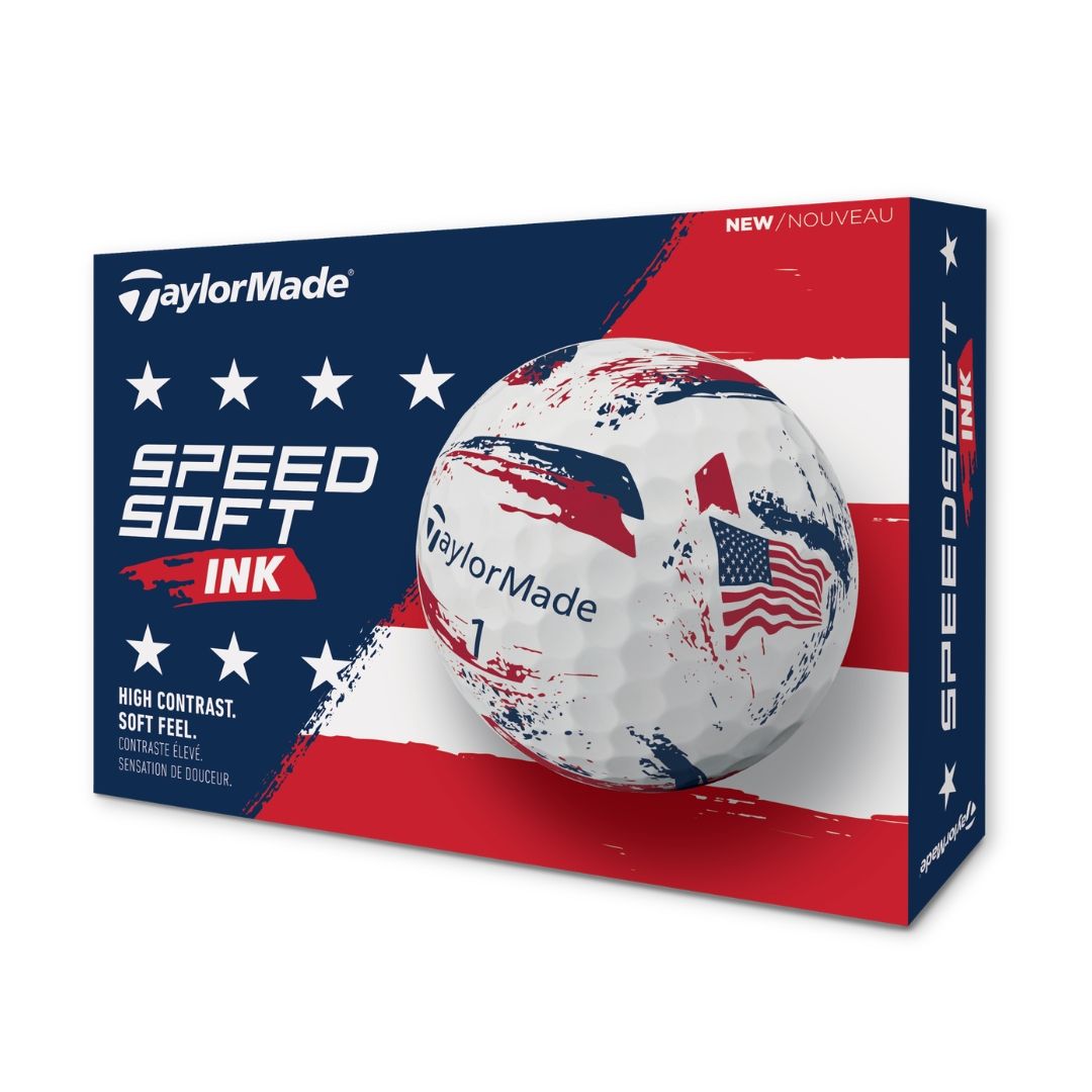 TaylorMade Speedsoft Ink USA Golf Balls, Color: White