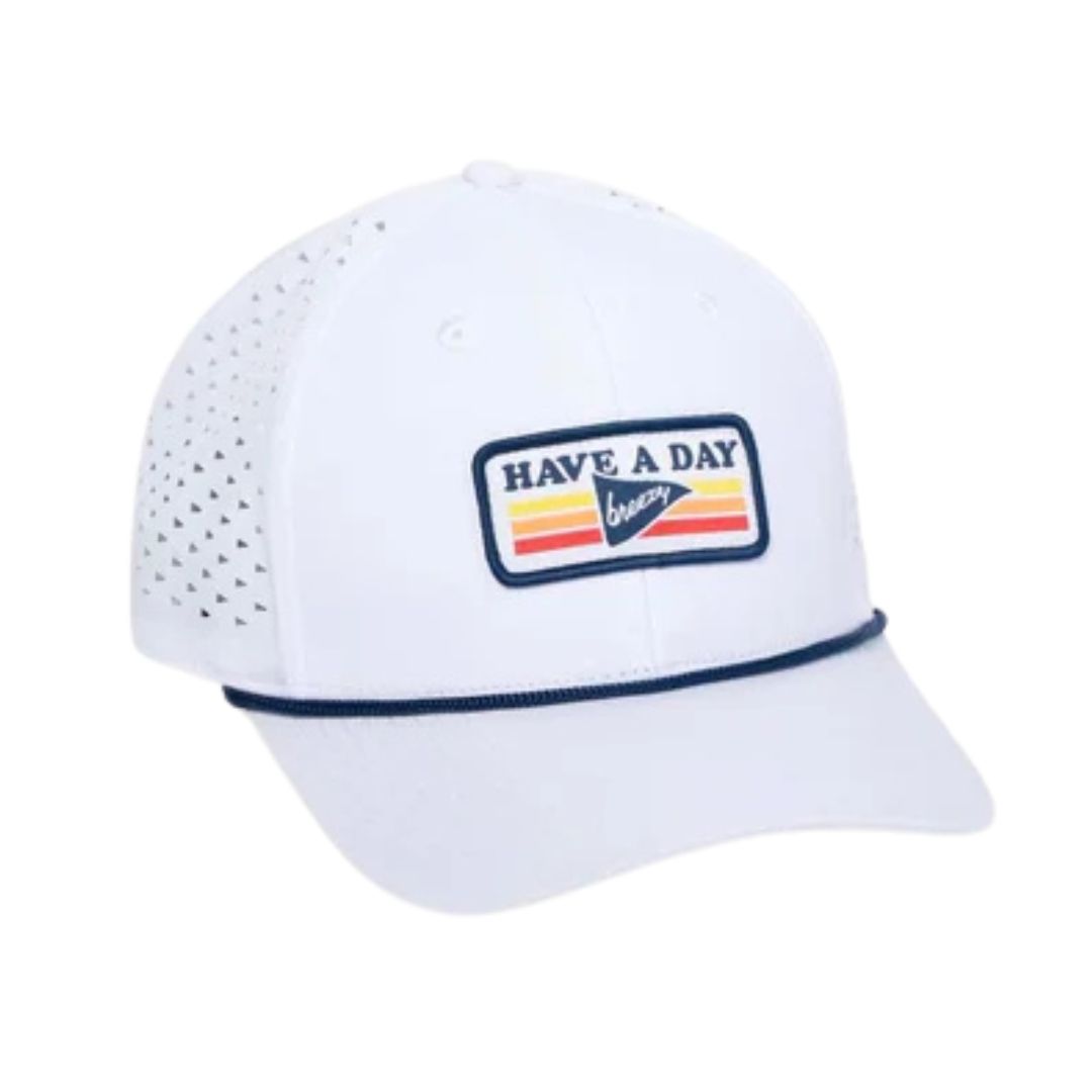 Have A Day Perforated Vintage Patch Hat, Color: White