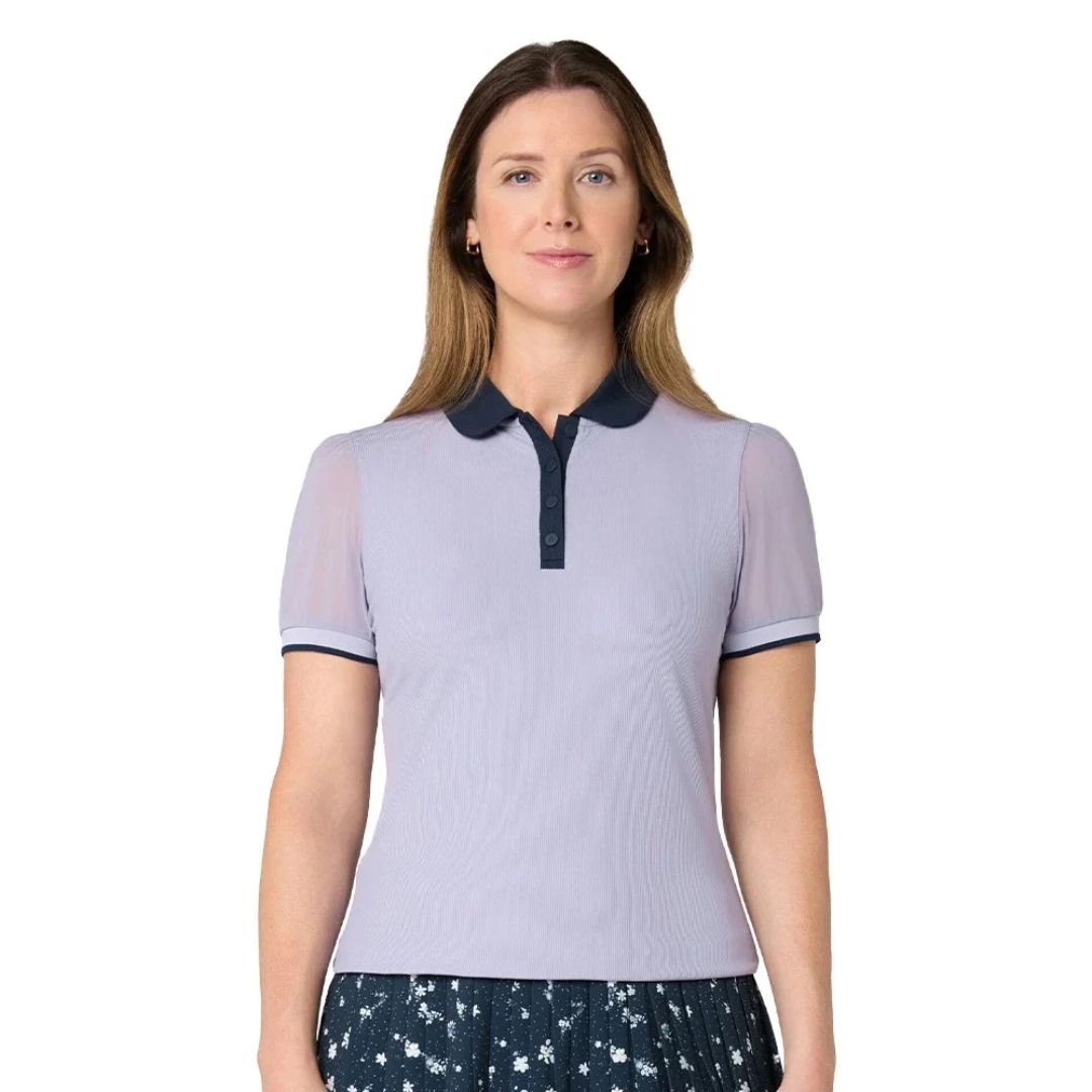 Penguin Women's Short Sleeve Color Blocked Ribbed Polo