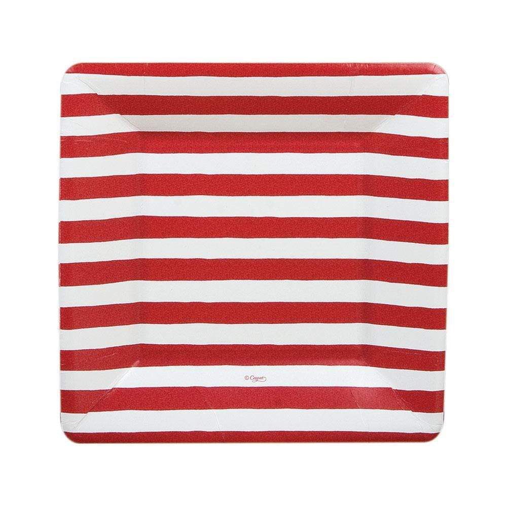 Dessert Plates Square Red Stripe
