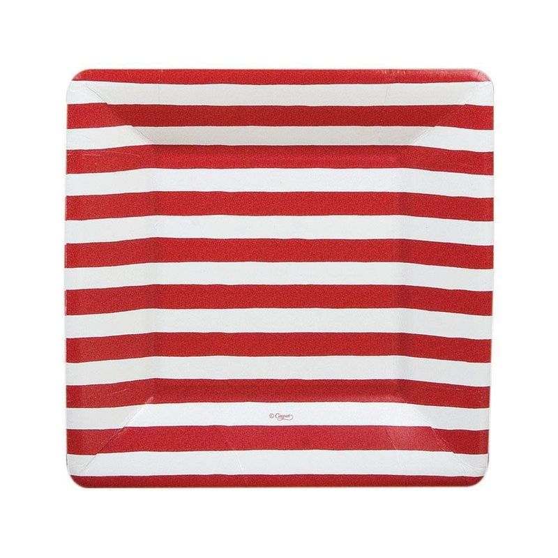 Dessert Plates Square Red Stripe