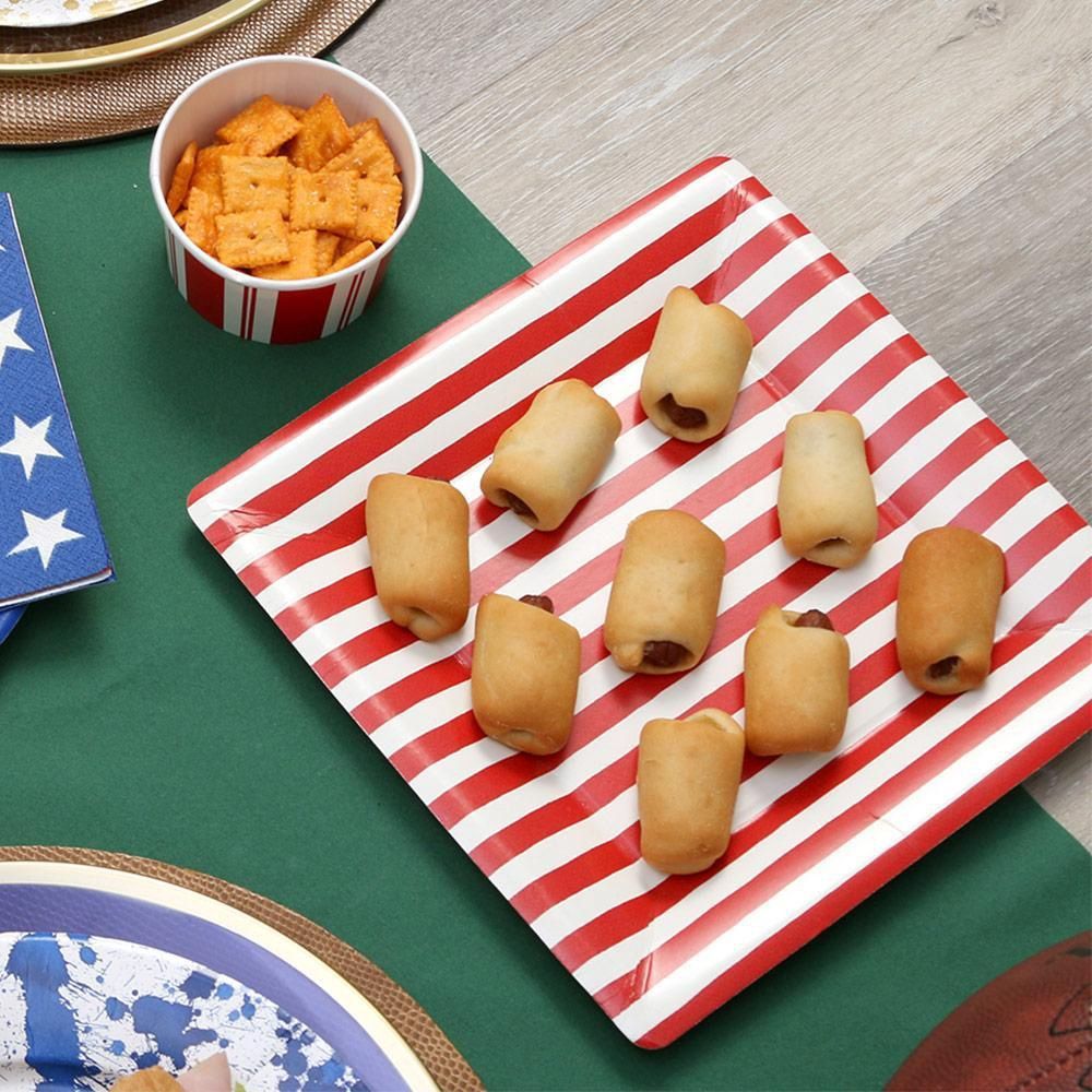 Dinner Plates Square Red Stripe