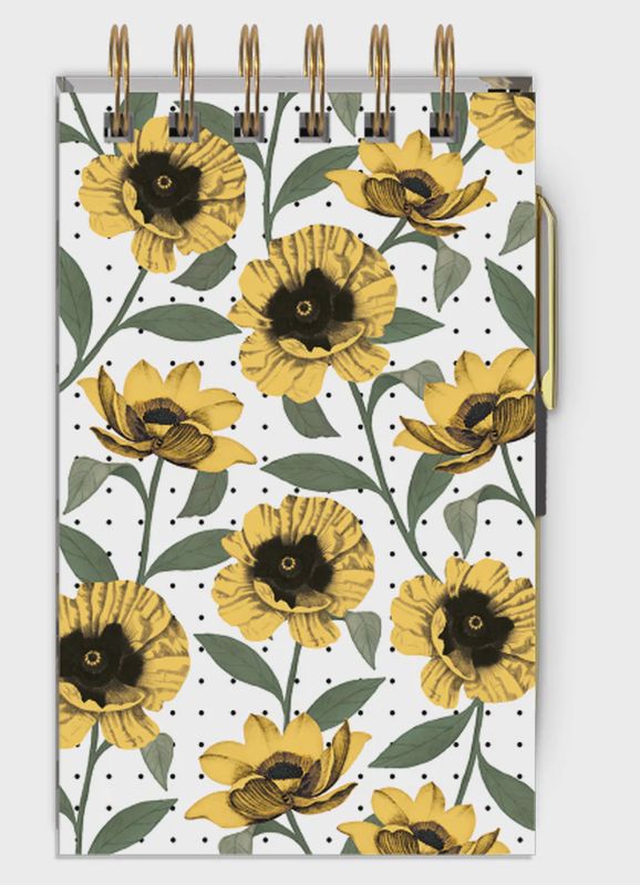 Note Pad Jotter With Pen - Yellow Poppy Patch