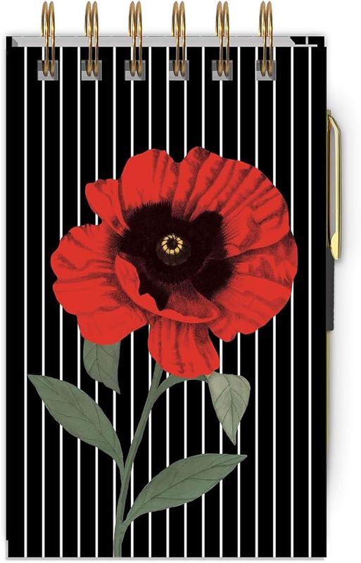Note Pad Jotter With Pen - Poppy Patch Red
