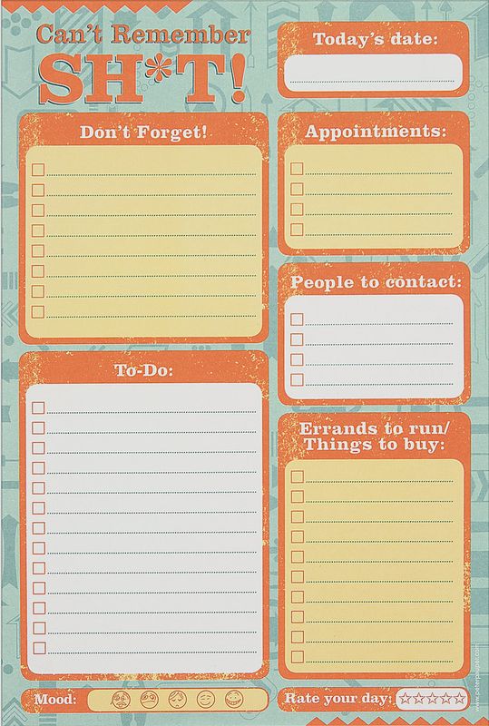 &quot;Can&#39;t Remember Sh*t!&quot; Daily To-Do Pad