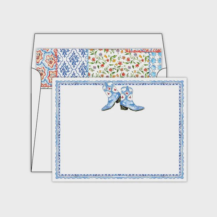 Blue Cowboy Boots Patchwork Social Set