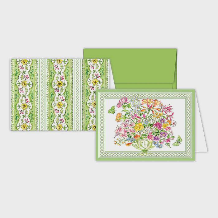 Green Floral Arrangement Petite Note Combo