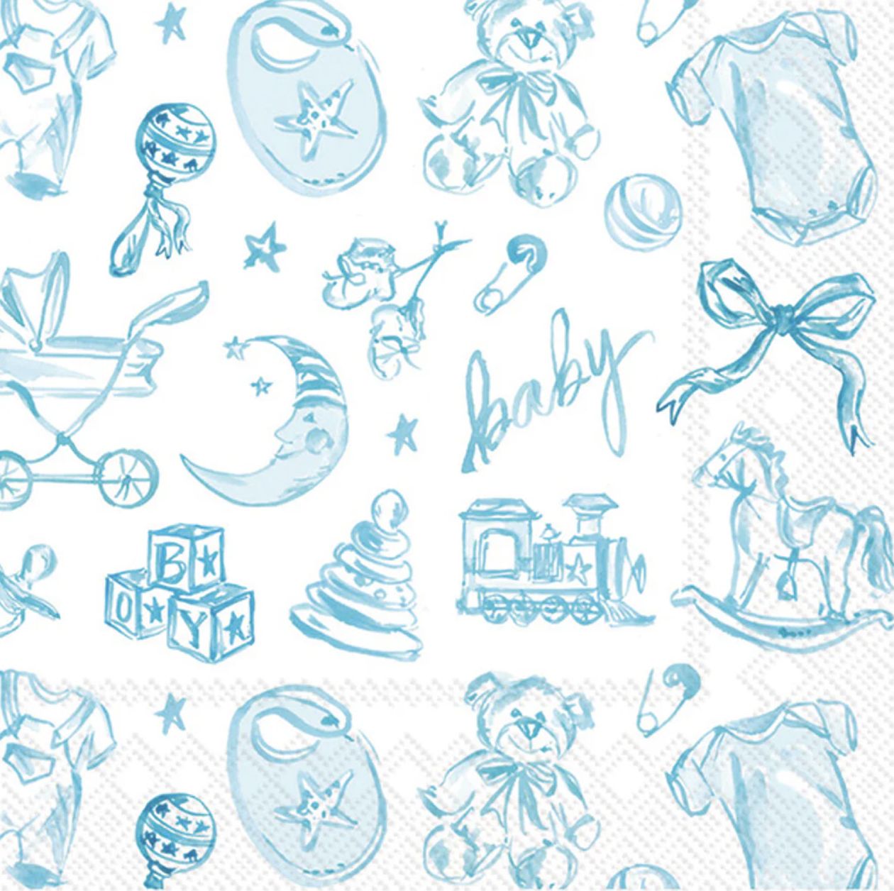 Baby Toile Blue Cocktail Napkin