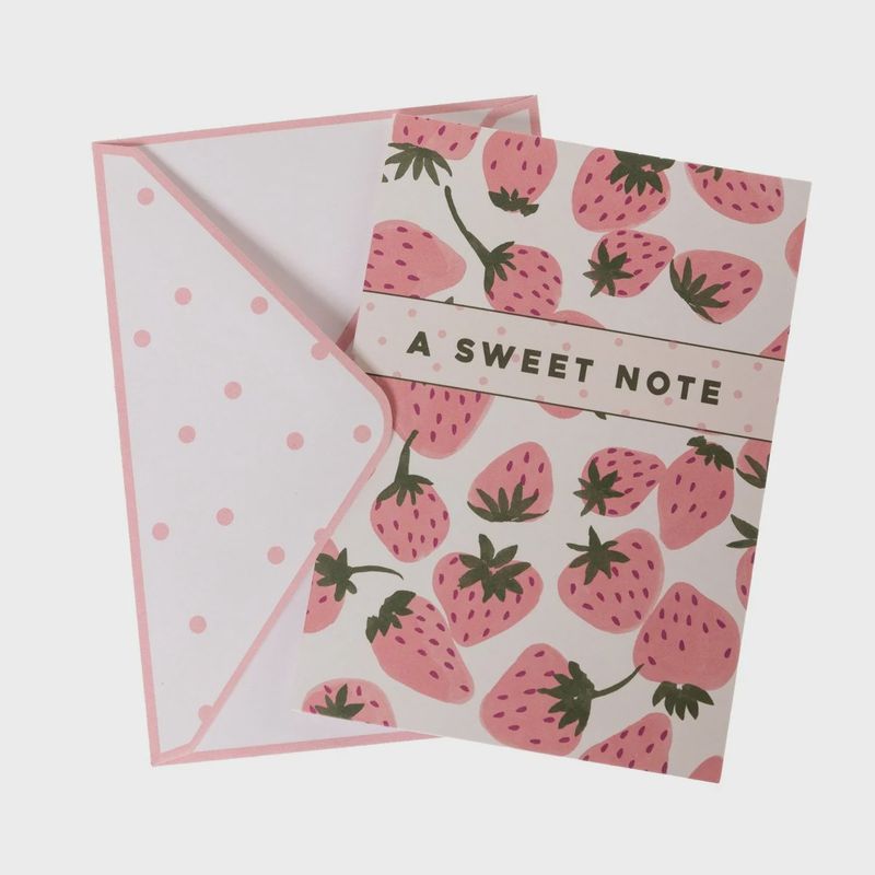 Pink Strawberries Boxed Card Set