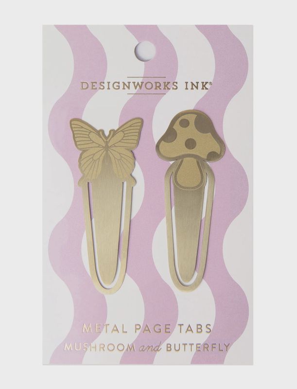 Mushroom and Butterfly Brass Page Tabs