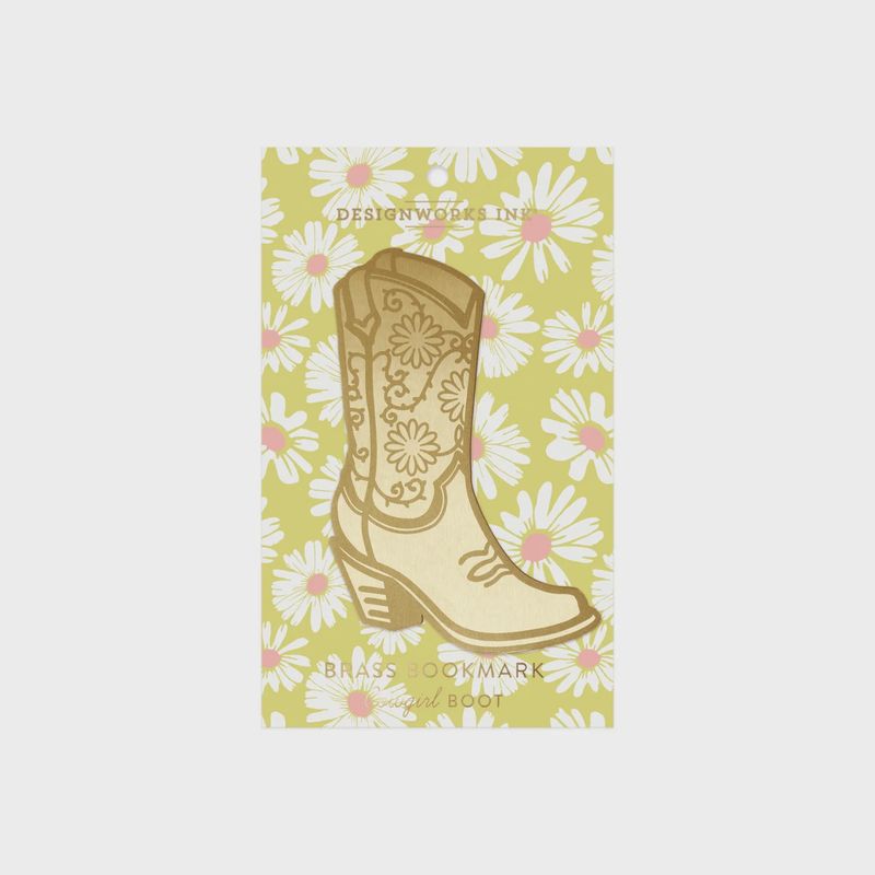Cowgirl Boots Brass Bookmark