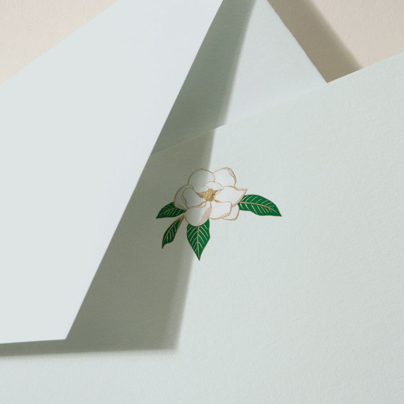 Engraved Magnolia Correspondence Card Set
