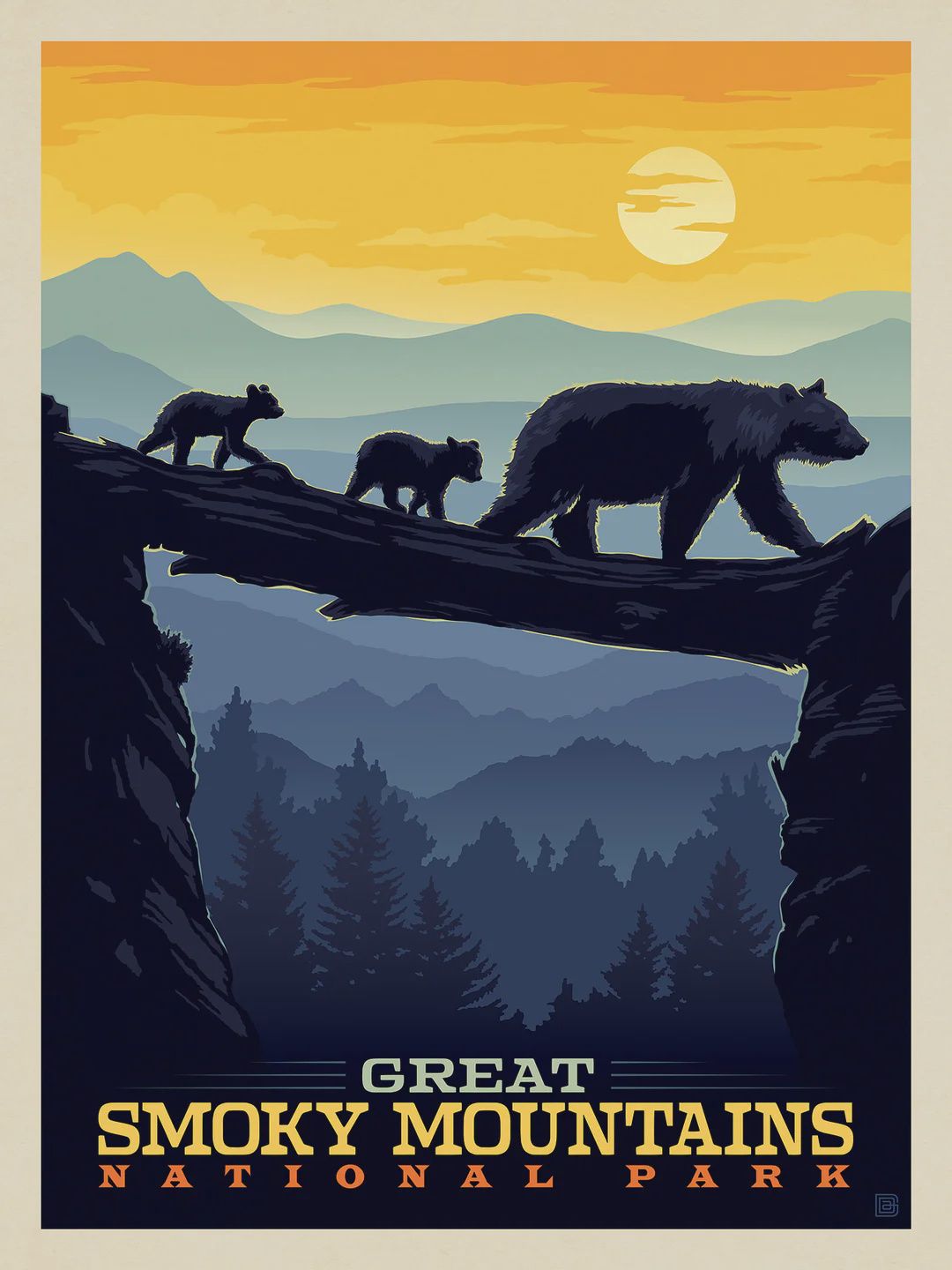 Great Smokey Mountains - Bears at Sunset Puzzle