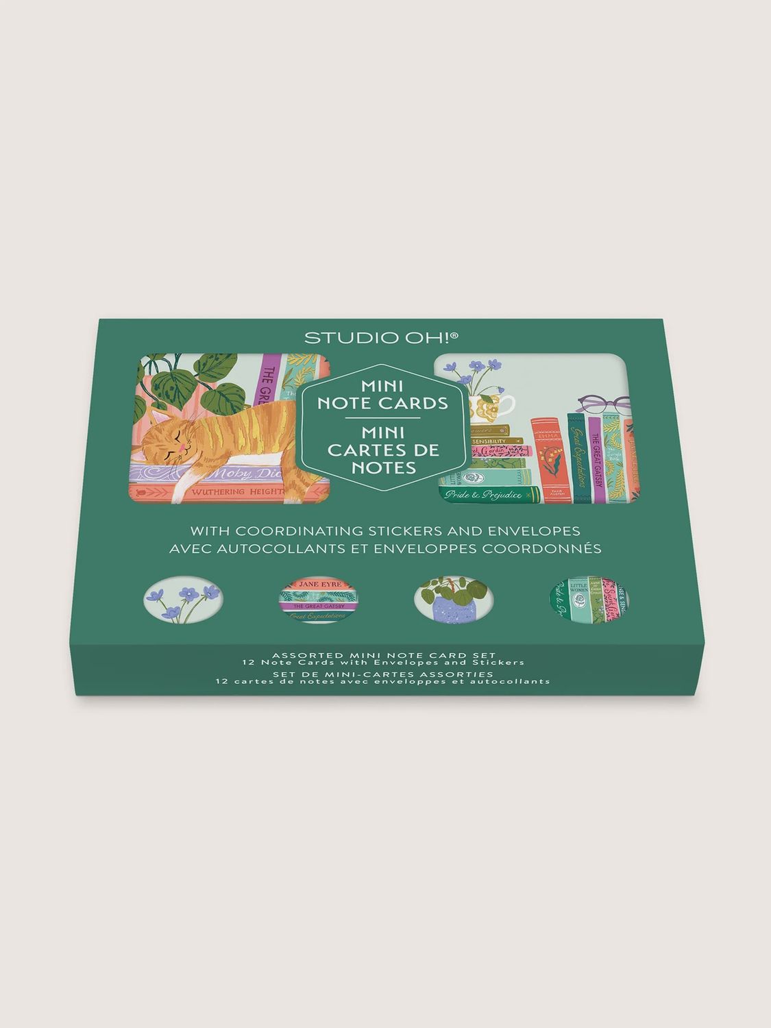Cozy Reads Assorted Mini Note Card Set with Stickers