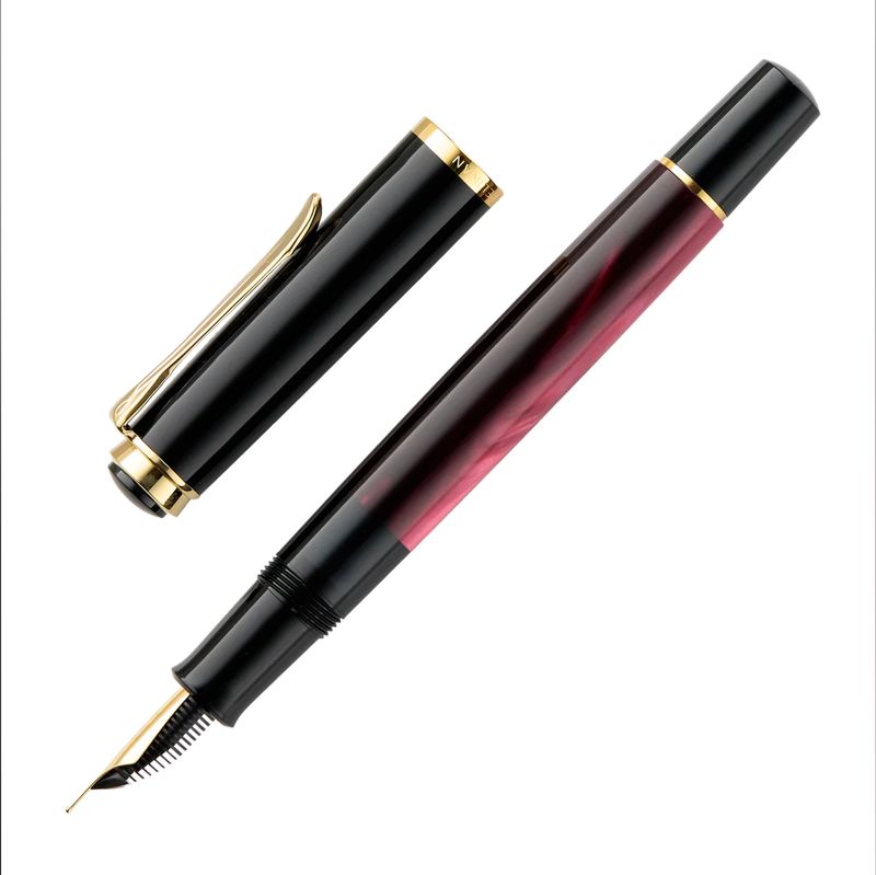 M200 Red Marbled Fountain Pen Extra Fine Nib