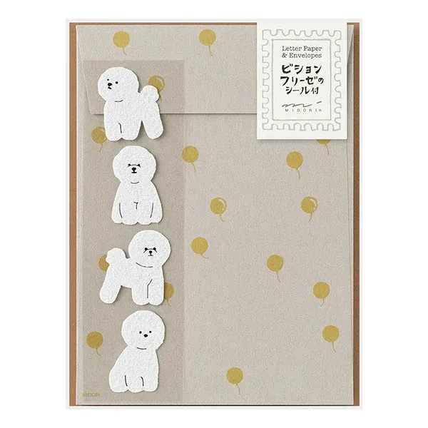 Letter Paper &amp; Envelopes with Stickers Bichon Frise