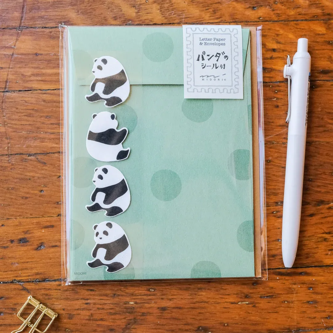 Letter Paper &amp; Envelopes with Stickers Panda