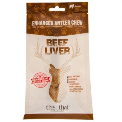 THIS &amp; THAT Beef Liver Enhanced Antler Chew Small
