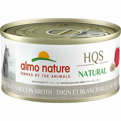 ALMO NATURE HQS NATURAL Tuna &amp; Whitebait Smelt in Broth 70GM
