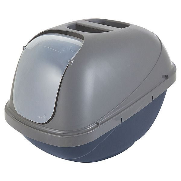 Basic Hooded Litter Pan Large Blue &amp; Silver