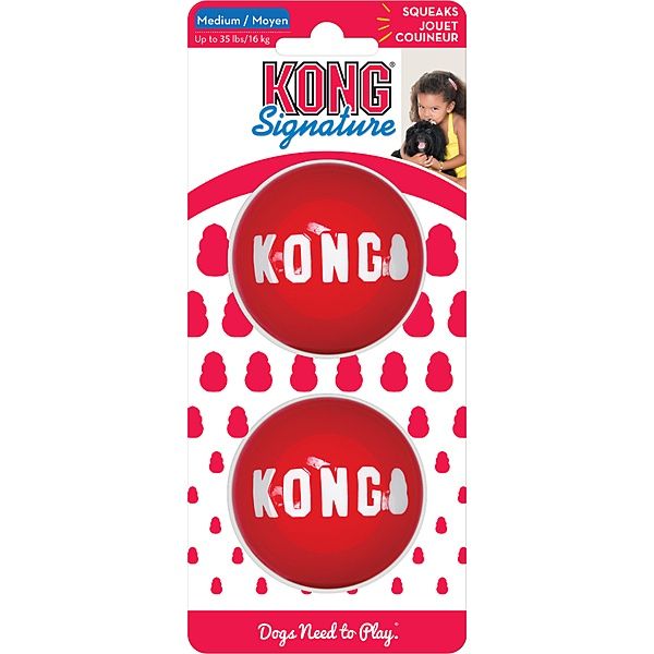KONG Signature Balls Medium 2PK Squeak