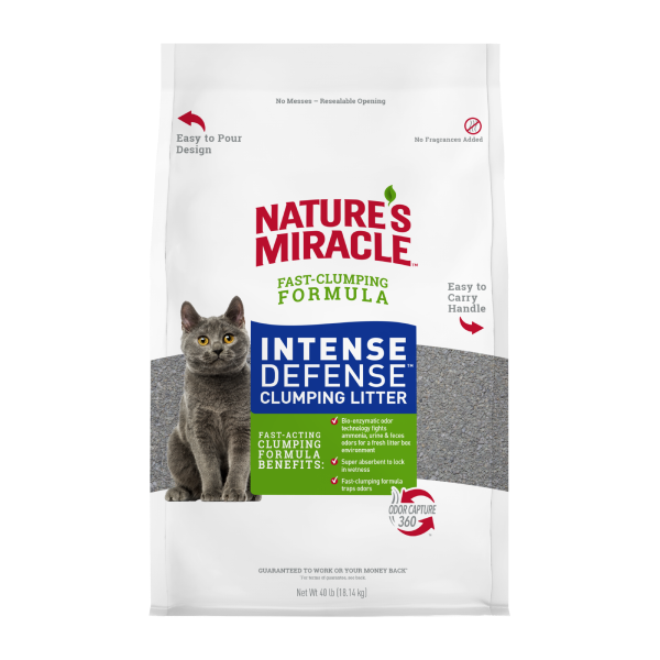 Natures Miracle Intense Defense Clumping Litter Fragrance Free 40 lb
