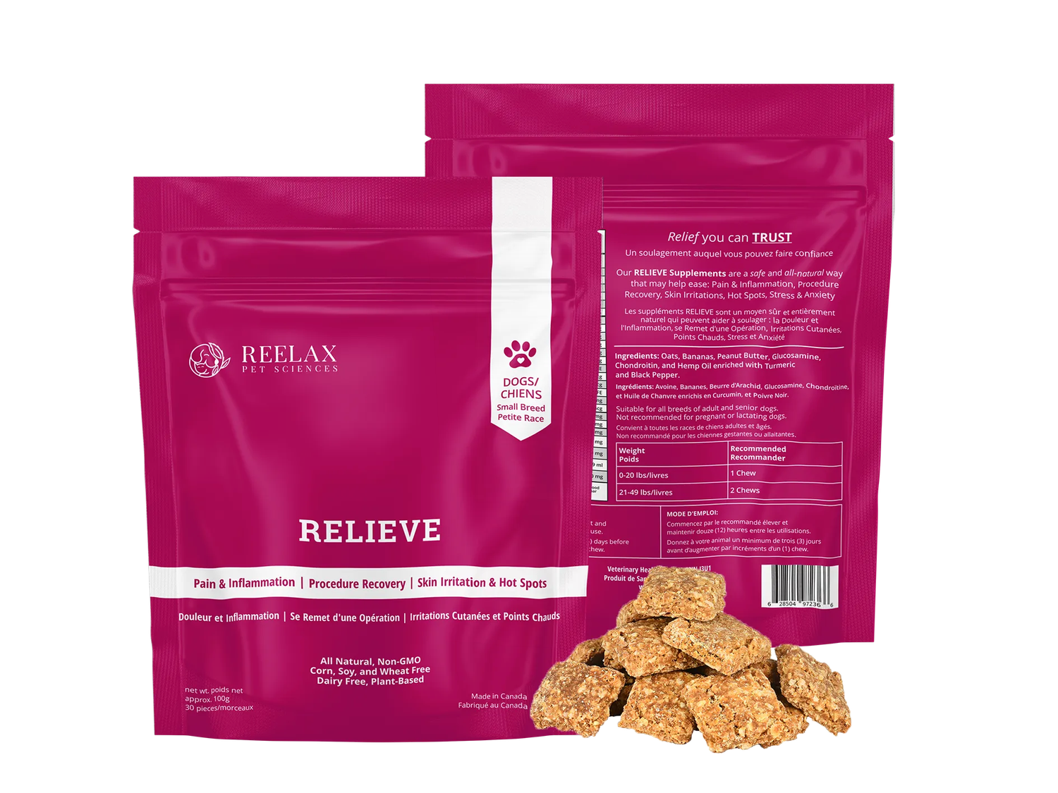 REELAX PET SCIENCES - FUNCTIONAL TREATS (Relieve) - SMALL BREED 100g