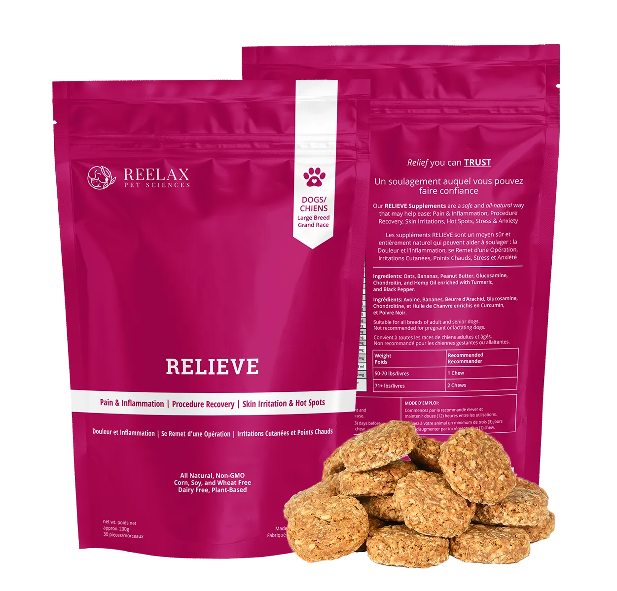 REELAX PET SCIENCES - FUNCTIONAL TREATS (Relieve) - LARGE BREED 200g