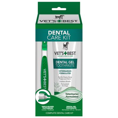 Vet&#39;s Best Dental Care Kit with Toothbrush &amp; Gel 3.5 oz