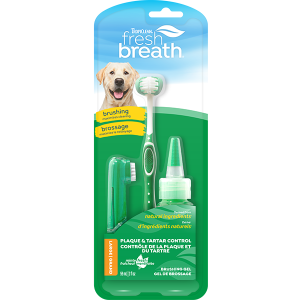 TropiClean Fresh Breath Oral Care Brushing Kit for Dogs 2oz