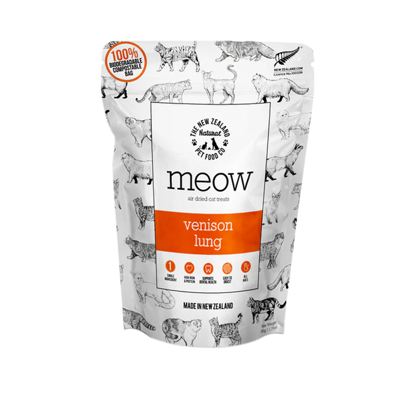 NZ Natural Pet Food Co -   Cat Air Dried Treats -Venison Lung 50g