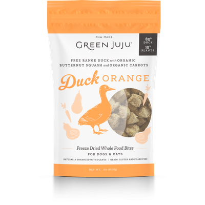 Green Juju Dog/Cat FD Whole Food Bites Duck Orange 3 oz