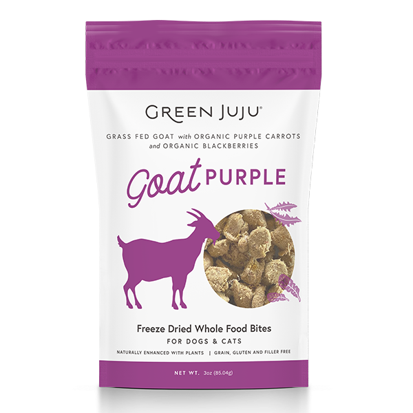 Green Juju Dog/Cat FD Whole Food Bites Goat Purple 3 oz
