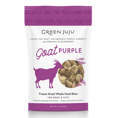 Green Juju Dog/Cat FD Whole Food Bites Goat Purple 3 oz