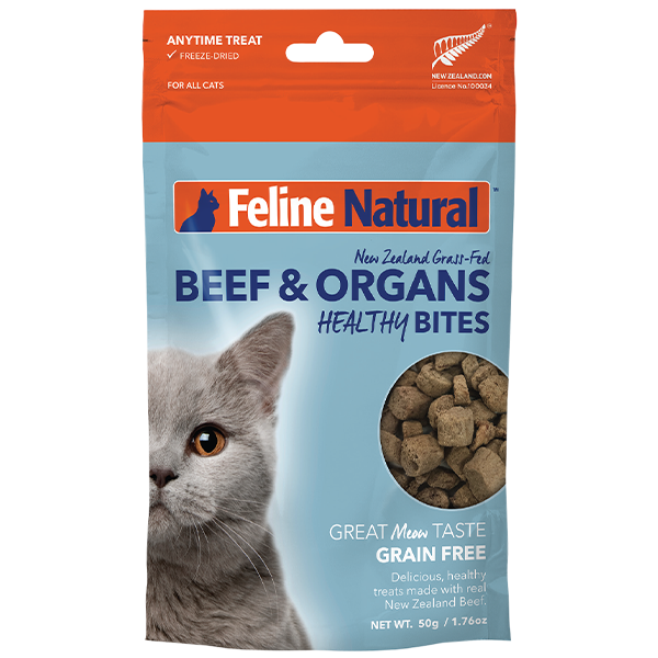 Feline Natural Cat Treats Healthy Bites Beef &amp; Organs 1.76oz